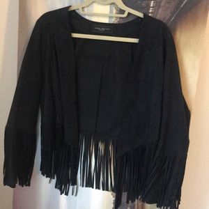 Akira chicago fringed black suede jacket!